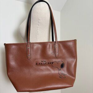 NWT Coach + Snoopy limited edition "city" brown leather tote